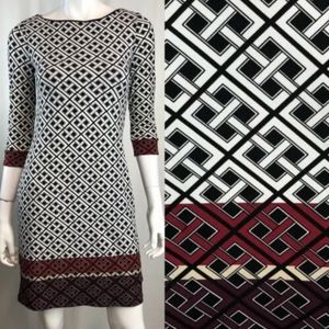 White House Black Market geo Jersey Colorblock Mini Sheath Dress quarter sleeve